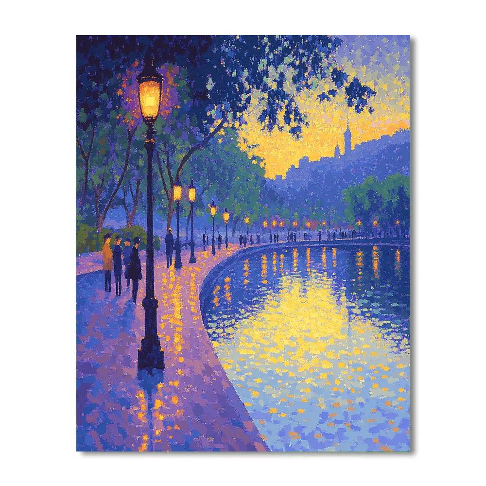 Seurat Inspired Park At Twilight paint by number