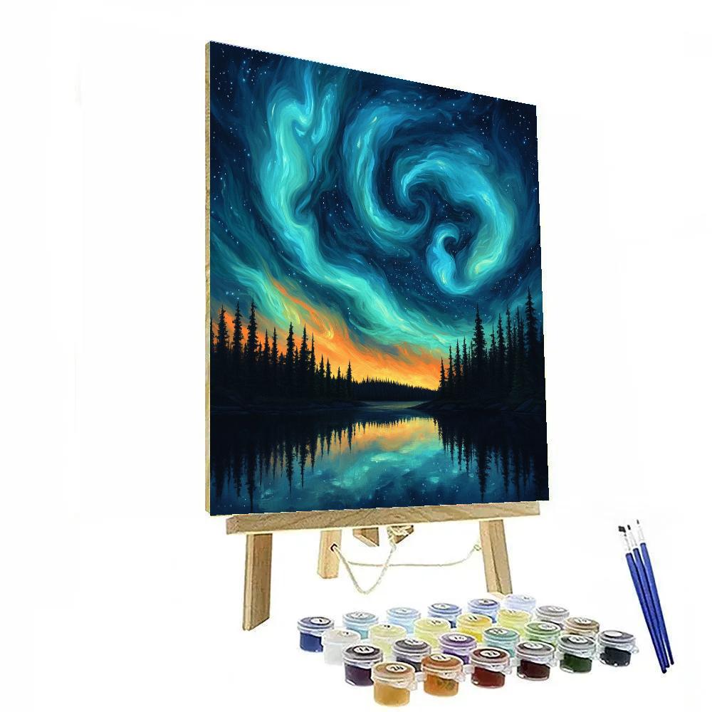 Edvard Munch Inspired Celestial Boreal Surge DIY paint by numbers