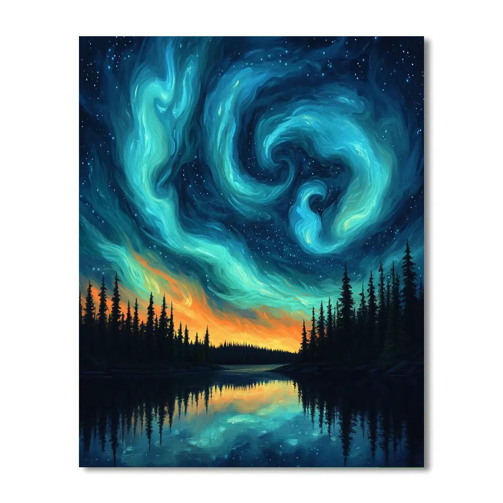 Edvard Munch Inspired Celestial Boreal Surge DIY paint by numbers