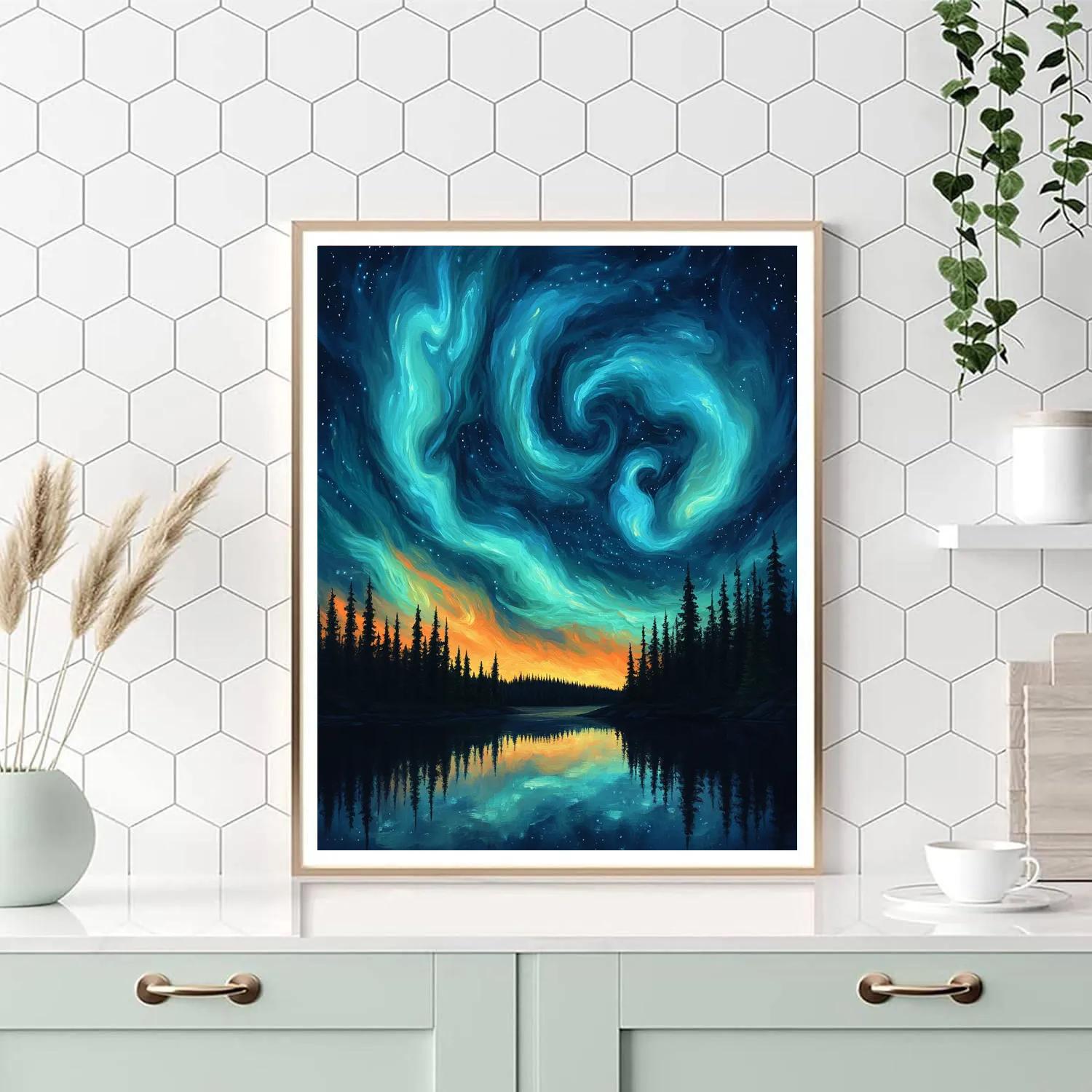 Edvard Munch Inspired Celestial Boreal Surge DIY paint by numbers