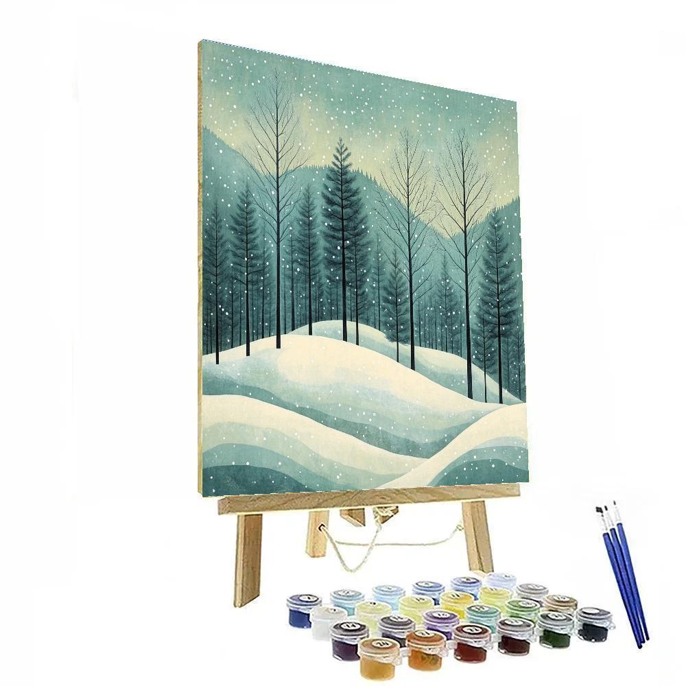 Hiroshige Inspired Celestial Snow Pines Number painting