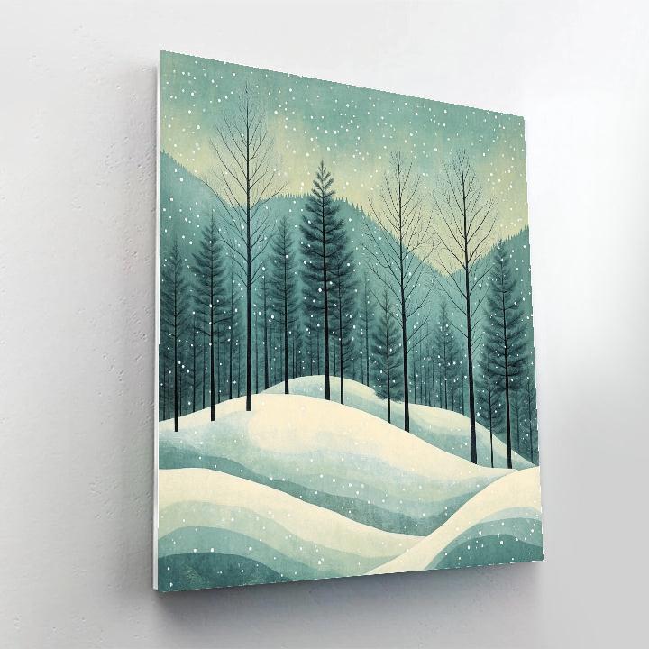 Hiroshige Inspired Celestial Snow Pines Number painting