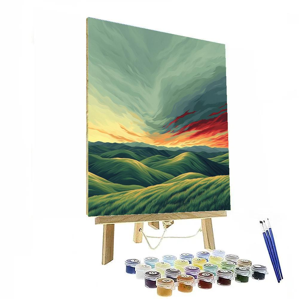 Frederick Varley Inspired Storm Passing Across Rolling Hills Numbered painting kits