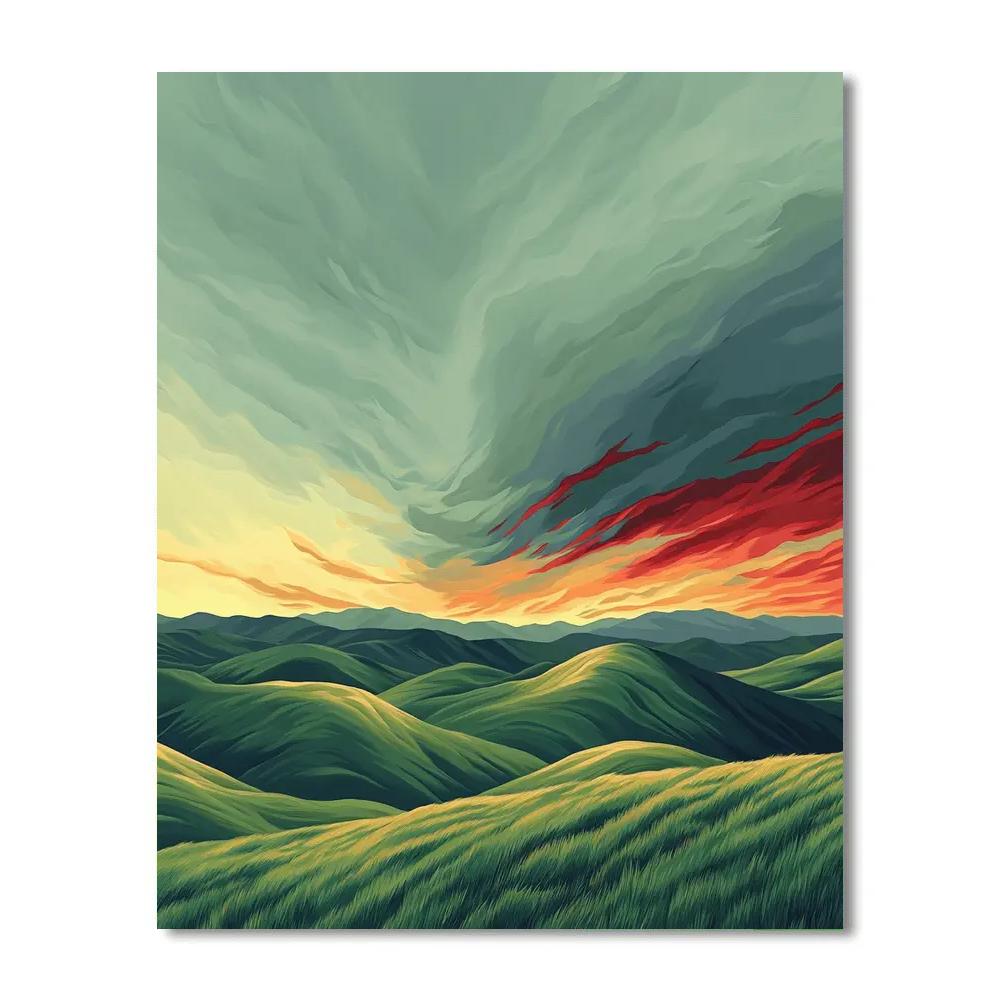 Frederick Varley Inspired Storm Passing Across Rolling Hills Numbered painting kits