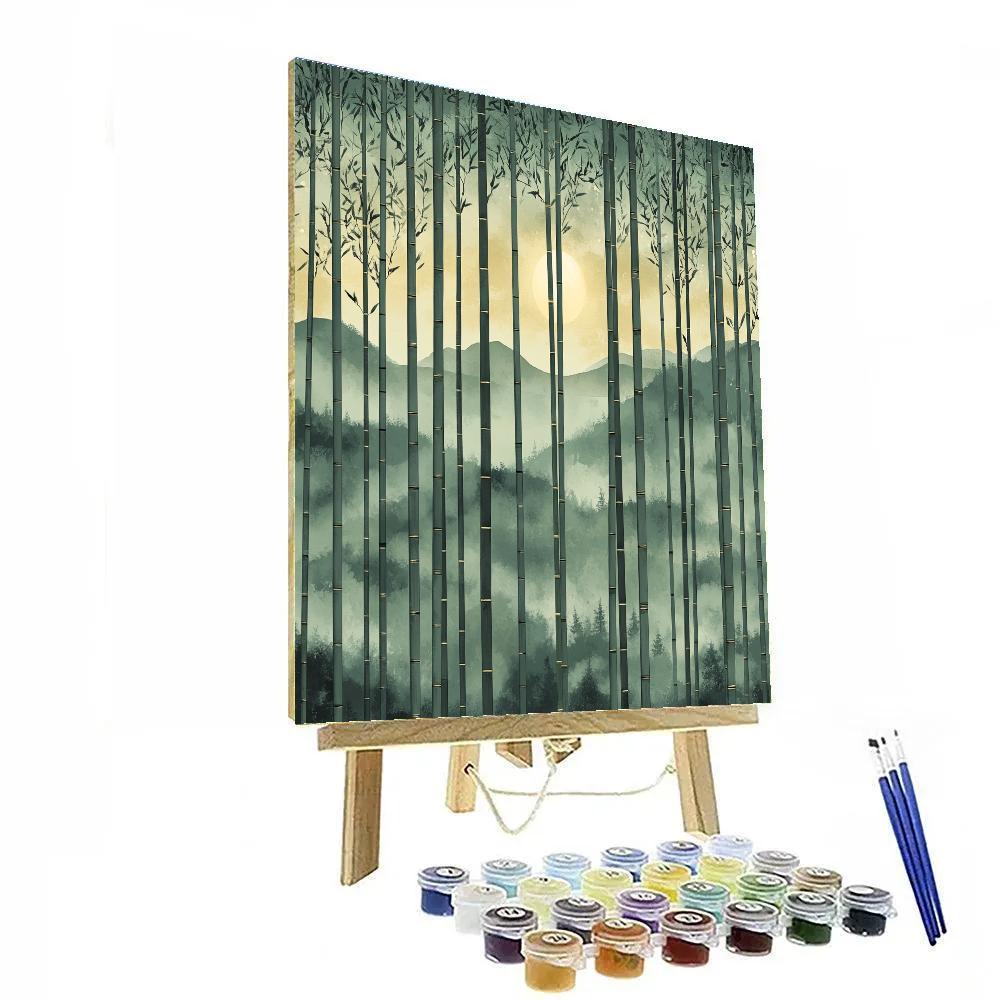 Zhao Mengfu Inspired Moonlit Bamboo Grove paint by number
