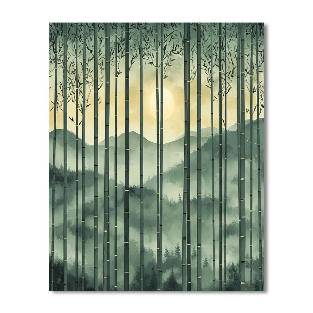 Zhao Mengfu Inspired Moonlit Bamboo Grove paint by number