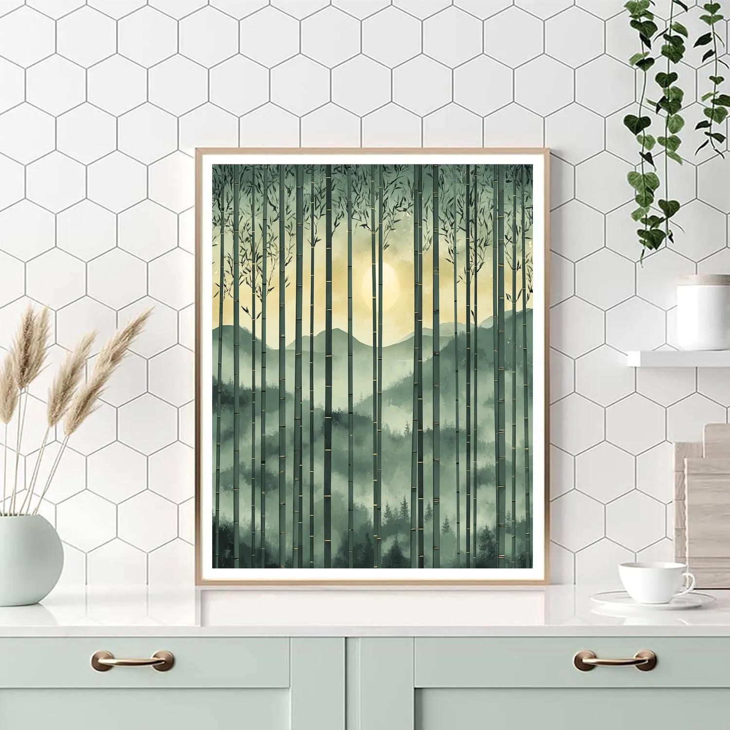 Zhao Mengfu Inspired Moonlit Bamboo Grove paint by number