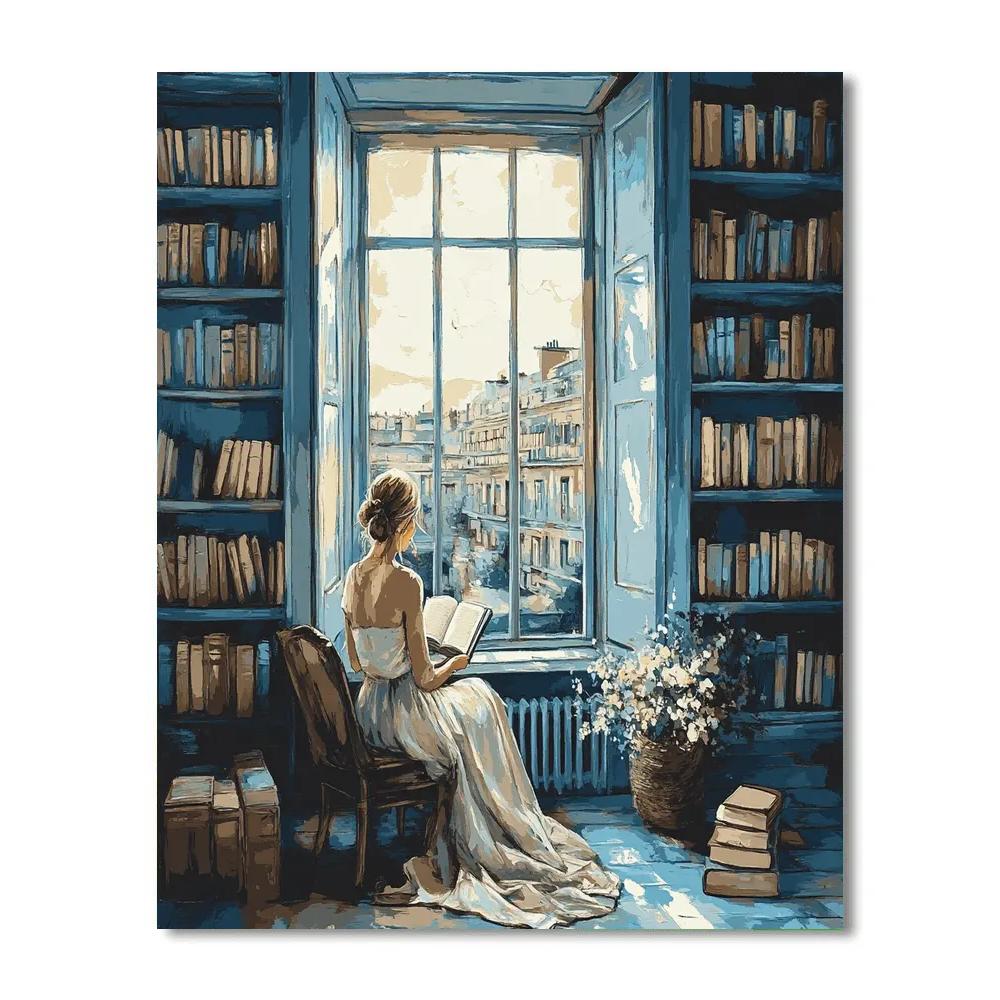 Vermeer Inspired Library Light Paint by numbers art