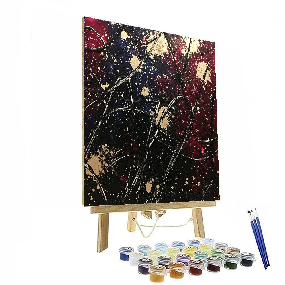 Jackson Pollock Inspired Cosmic Drip Storm paint by numbers