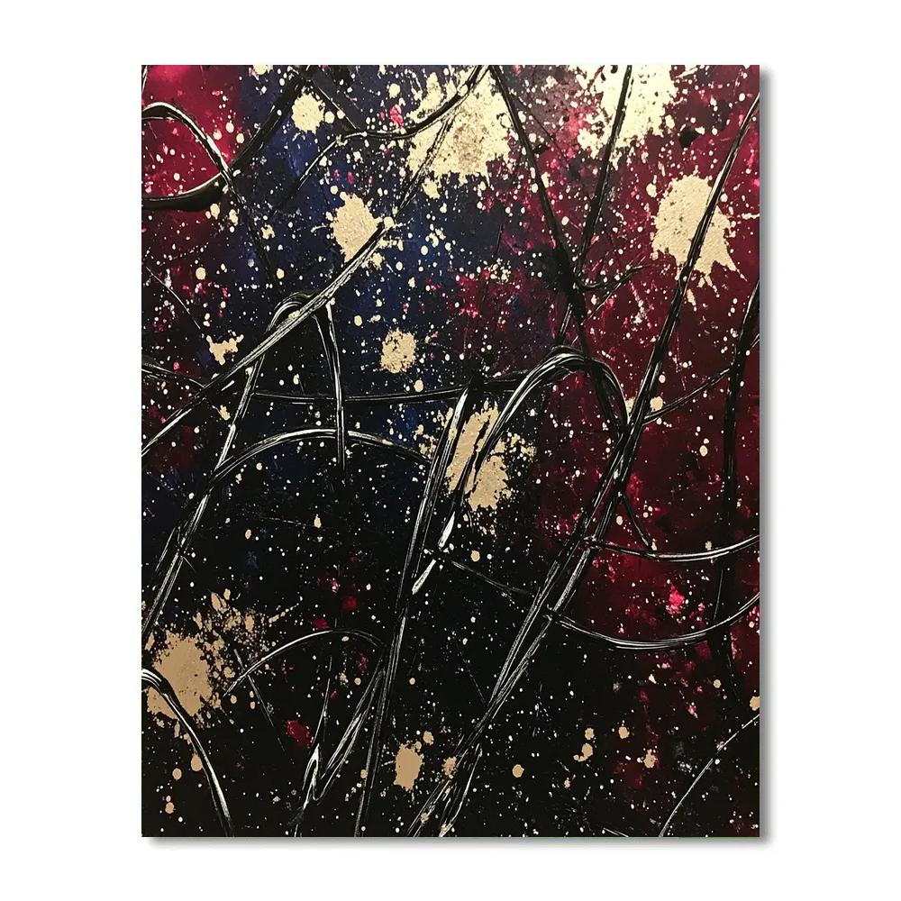 Jackson Pollock Inspired Cosmic Drip Storm paint by numbers