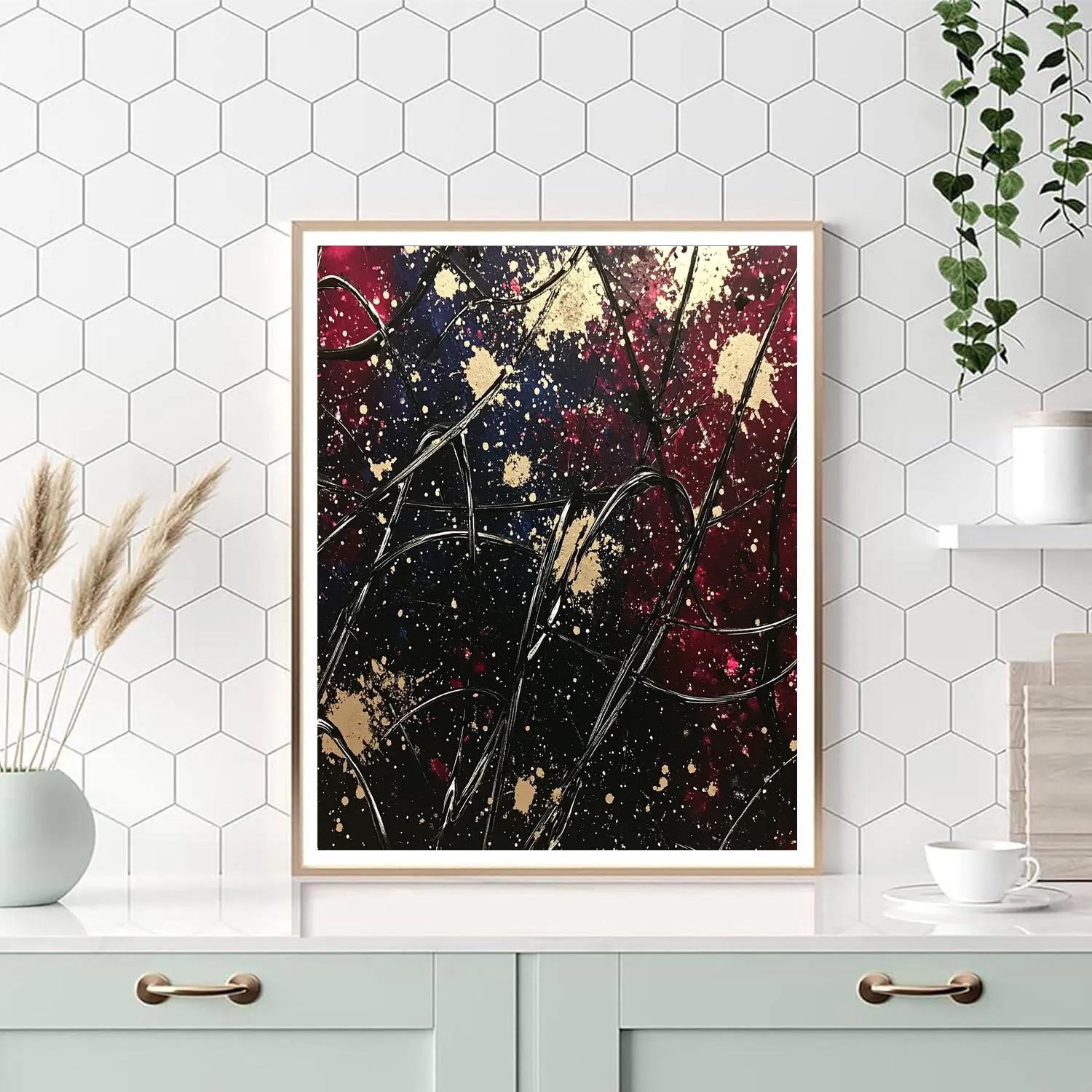 Jackson Pollock Inspired Cosmic Drip Storm paint by numbers