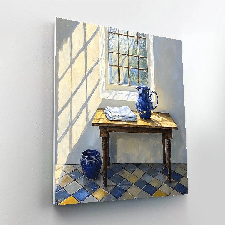 Johannes Vermeer Inspired Sunlit Delft Window With Blue Jug paint by numbers