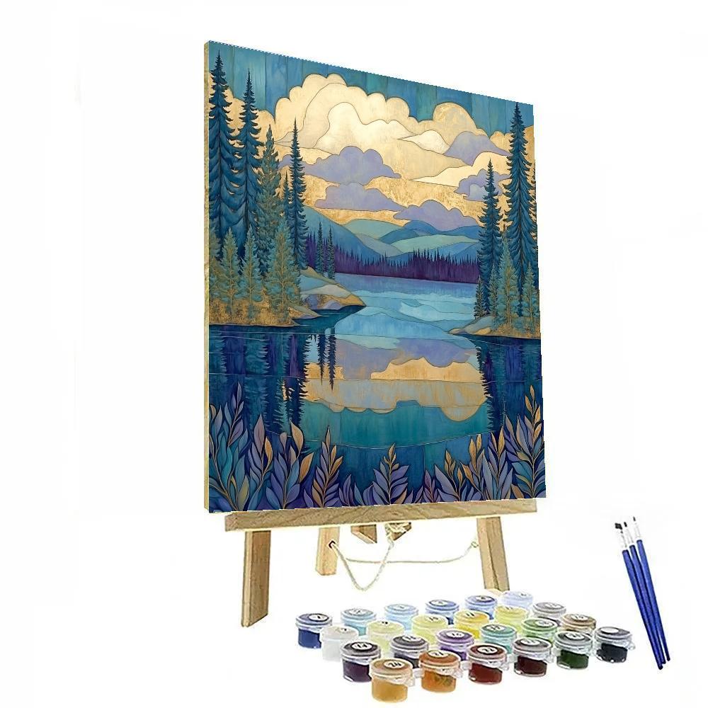 J. E. H. MacDonald Inspired Pine Trees Framing Northern Lake Paint by numbers kits