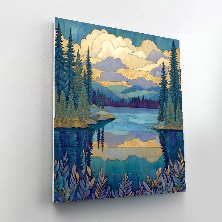 J. E. H. MacDonald Inspired Pine Trees Framing Northern Lake Paint by numbers kits