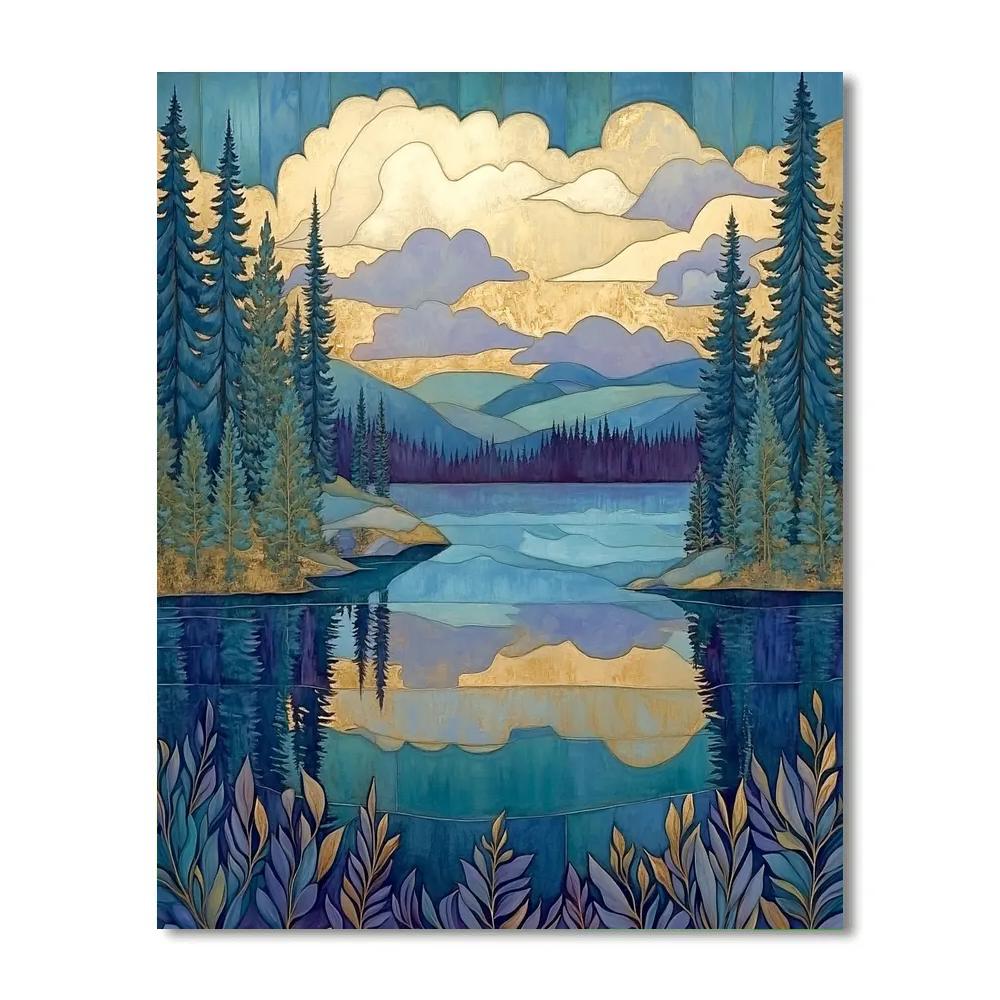 J. E. H. MacDonald Inspired Pine Trees Framing Northern Lake Paint by numbers kits