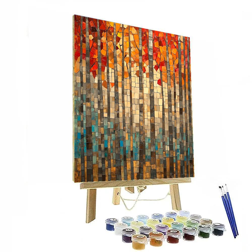 Jean-Paul Riopelle Inspired Autumn Mosaic Forest painting number kit