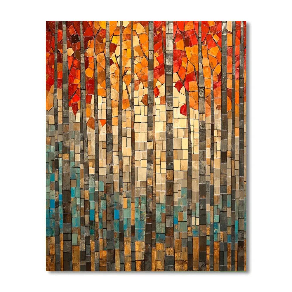 Jean-Paul Riopelle Inspired Autumn Mosaic Forest painting number kit