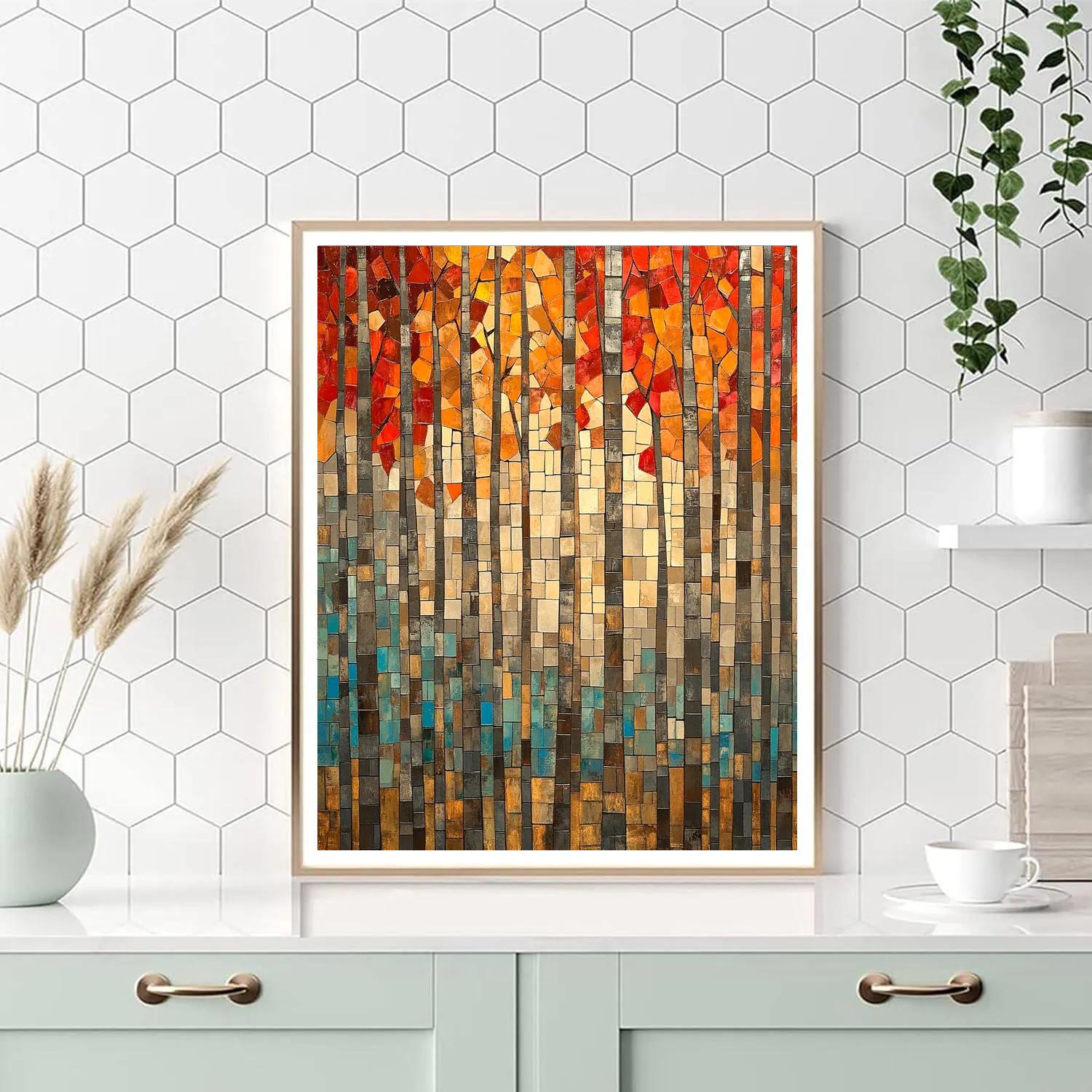 Jean-Paul Riopelle Inspired Autumn Mosaic Forest painting number kit