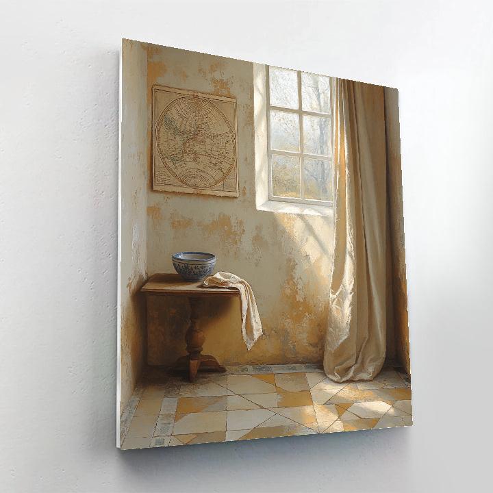 Johannes Vermeer Inspired Maplit Corner And Tiled Floor paint by number