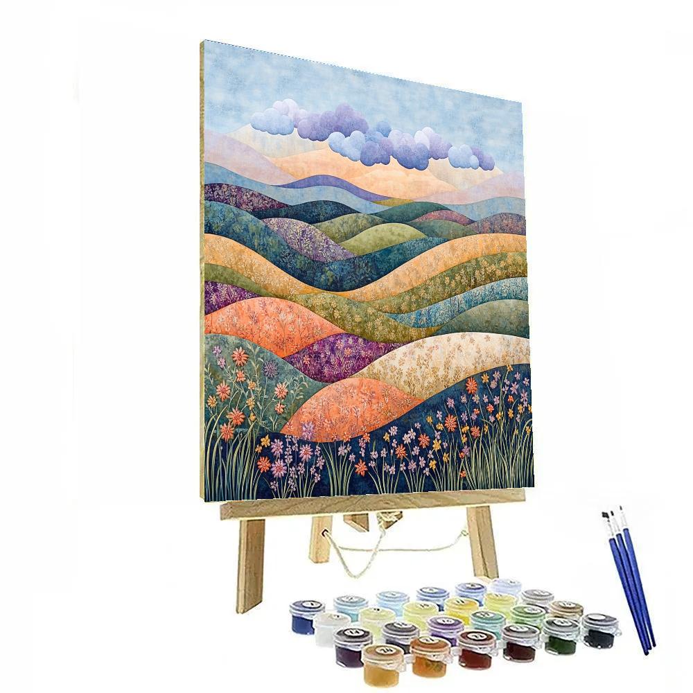 J. E. H. MacDonald Inspired Meadow With Wildflowers And Rhythmic Clouds Paint by numbers kits