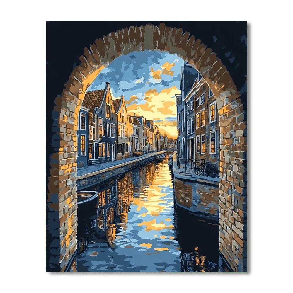 Johannes Vermeer Inspired Canal Reflection At Dusk Paint by numbers kits