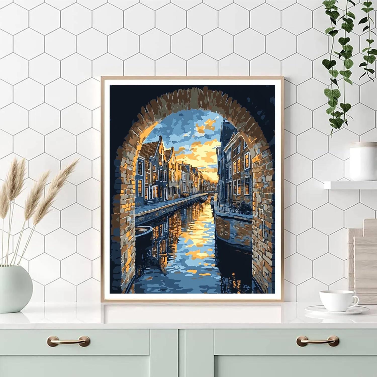 Johannes Vermeer Inspired Canal Reflection At Dusk Paint by numbers kits