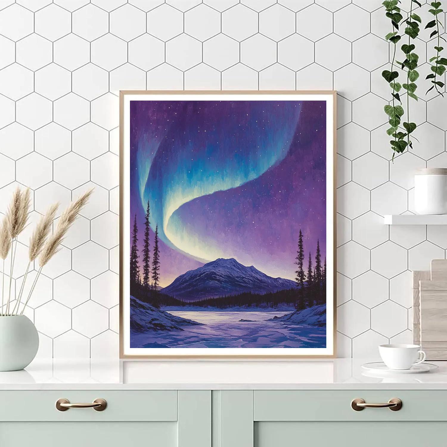 Lawren Harris Inspired Aurora Over Monumental Ridge DIY paint by numbers