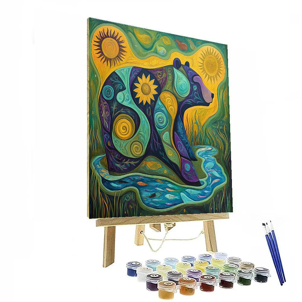 Norval Morrisseau Inspired Bear Of The Hidden Rivers DIY paint by numbers