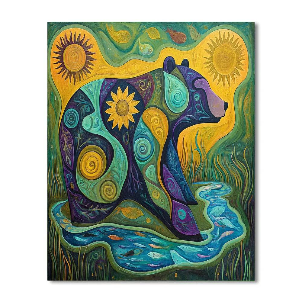 Norval Morrisseau Inspired Bear Of The Hidden Rivers DIY paint by numbers