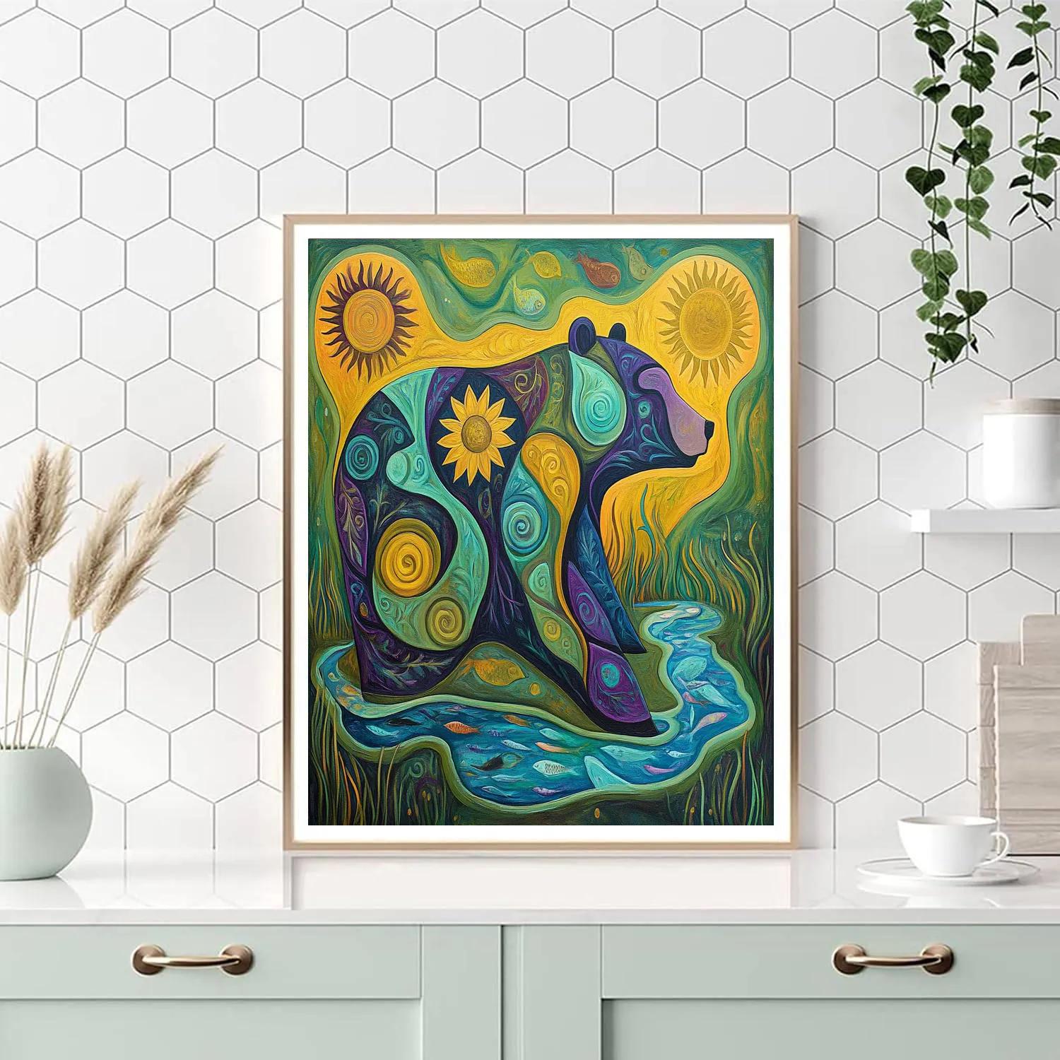 Norval Morrisseau Inspired Bear Of The Hidden Rivers DIY paint by numbers