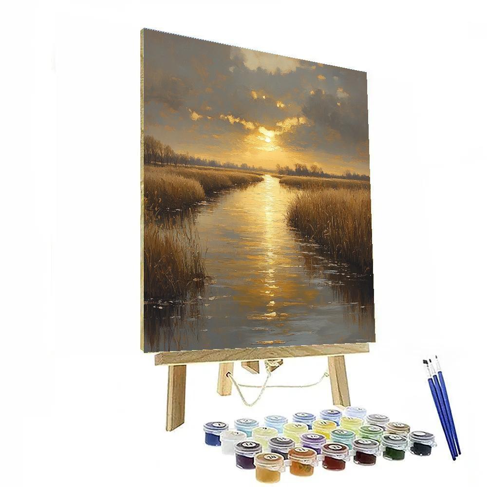 Rembrandt Inspired River Shaft At Dusk paint by numbers