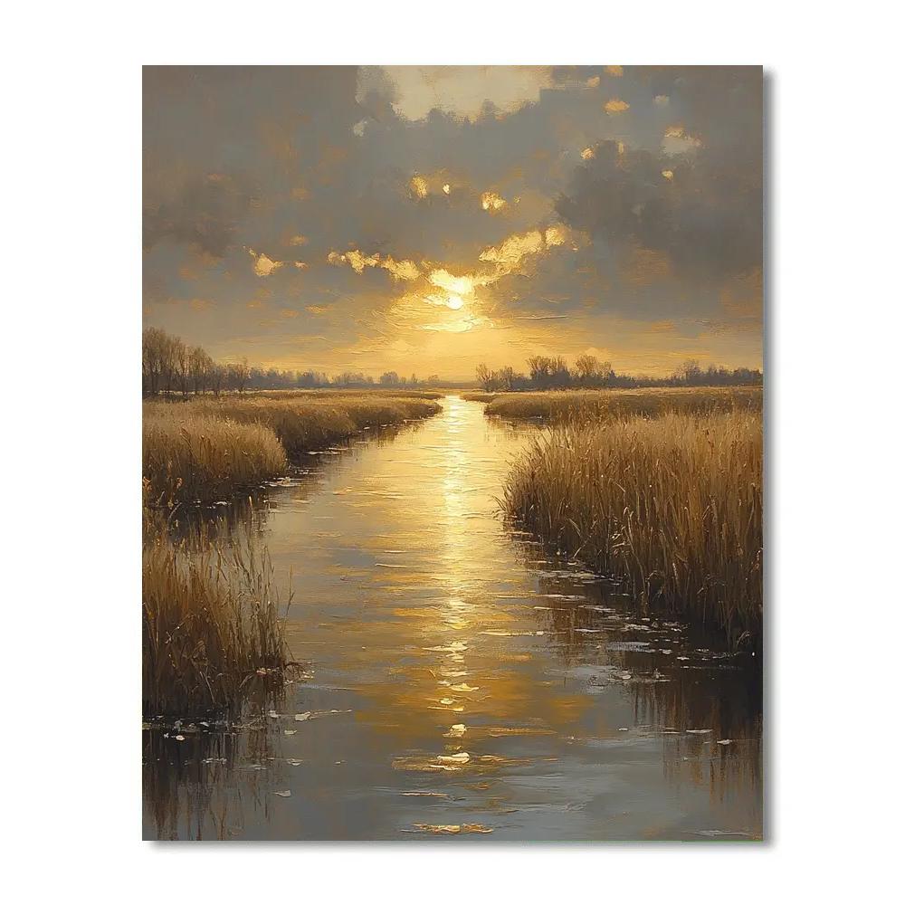 Rembrandt Inspired River Shaft At Dusk paint by numbers