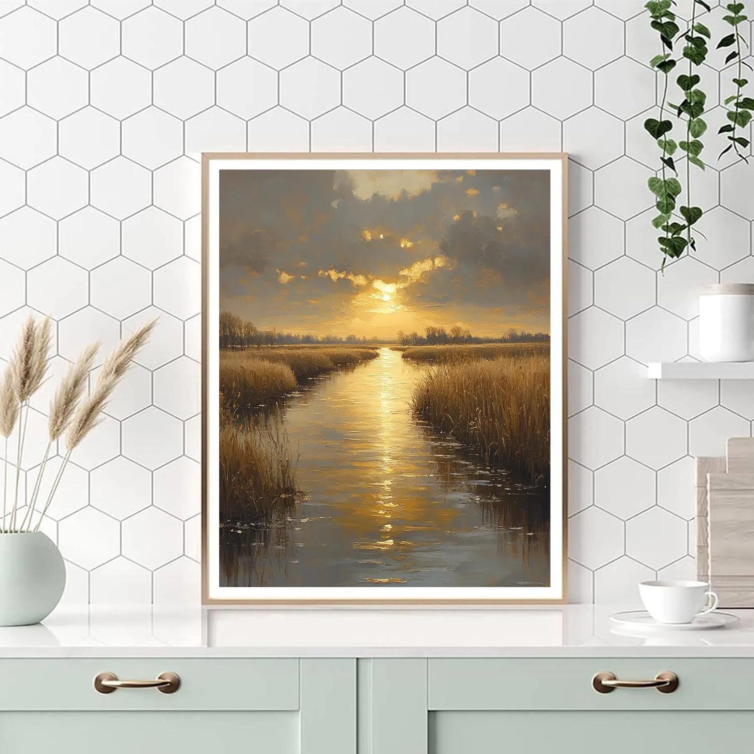 Rembrandt Inspired River Shaft At Dusk paint by numbers