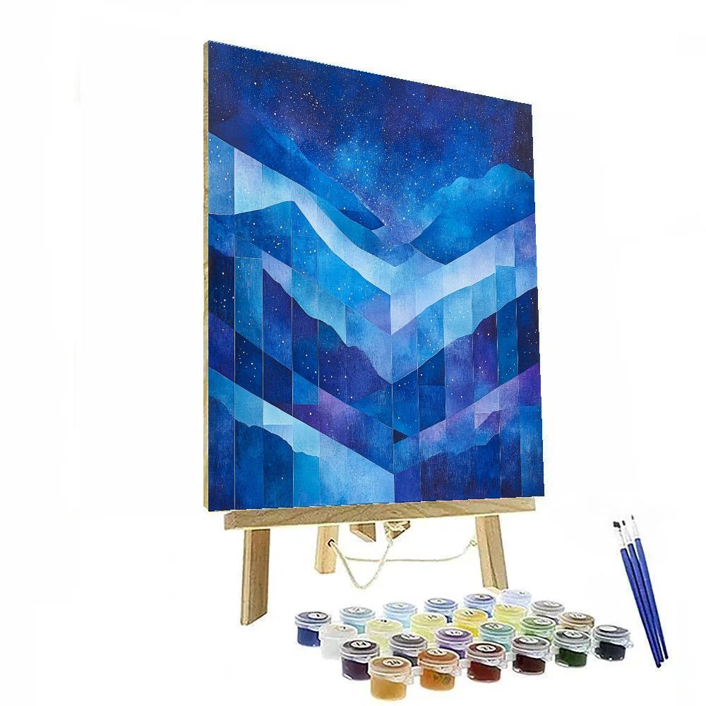 Pablo Picasso Inspired Nocturne Sky In Cubist Forms paint by number