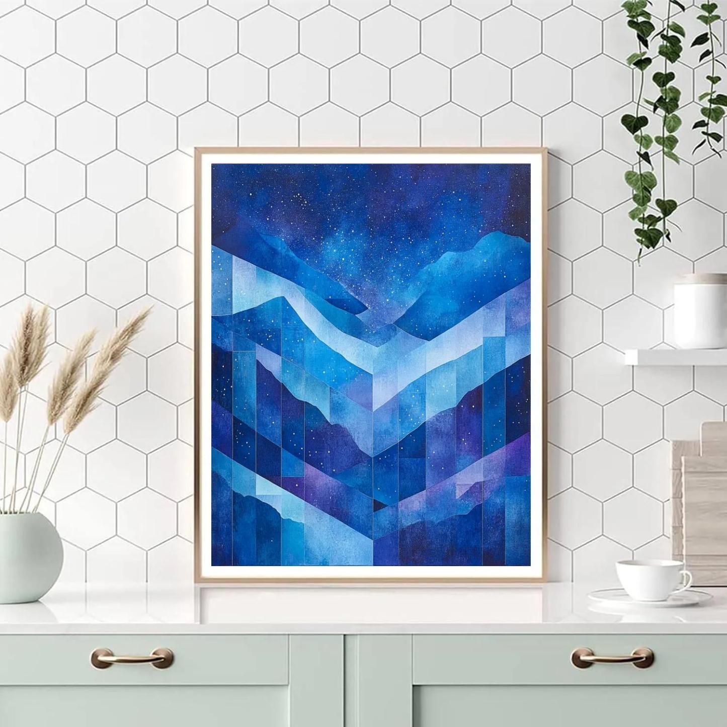 Pablo Picasso Inspired Nocturne Sky In Cubist Forms paint by number