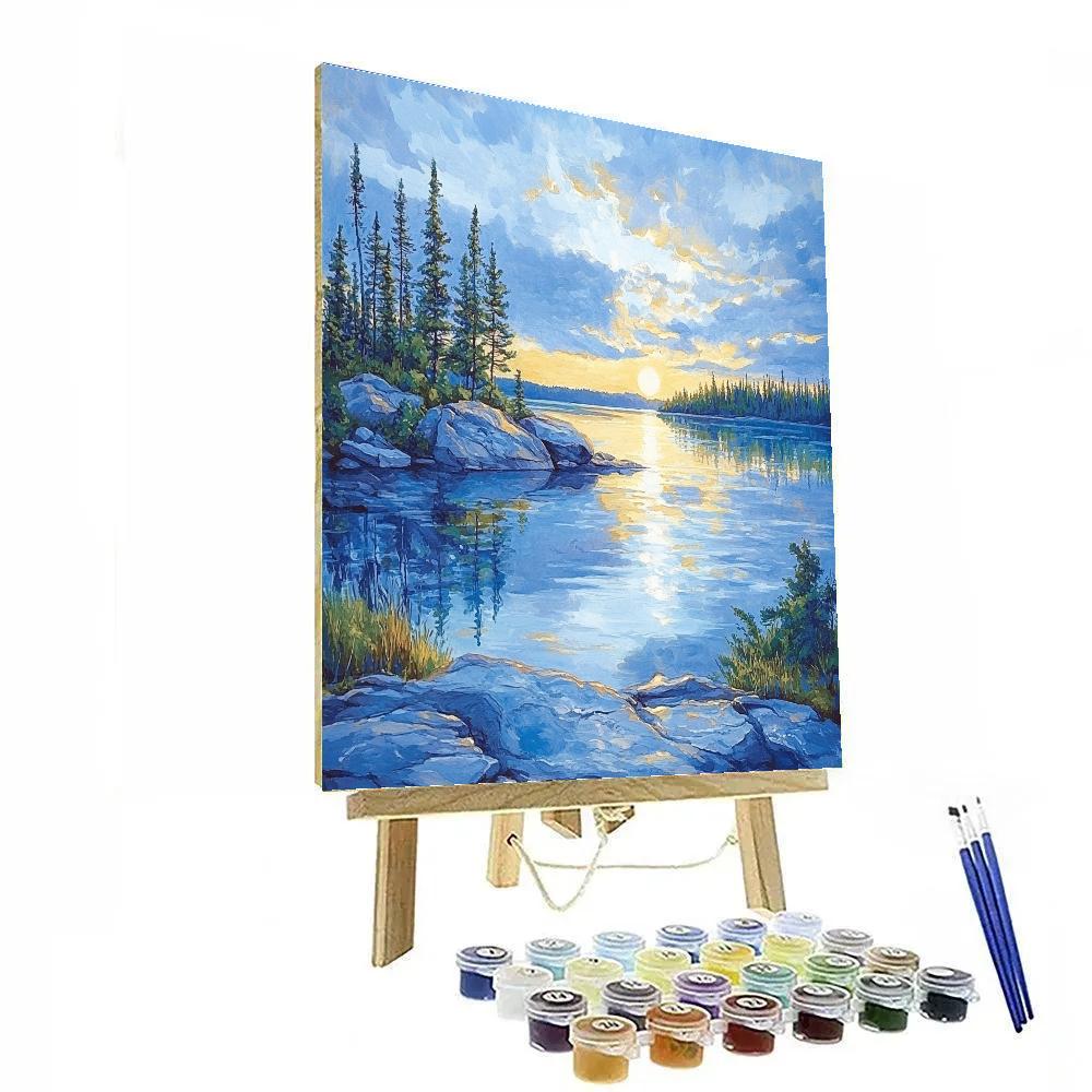 Franklin Carmichael Inspired Sapphire Lake At Dawn Paint by numbers art