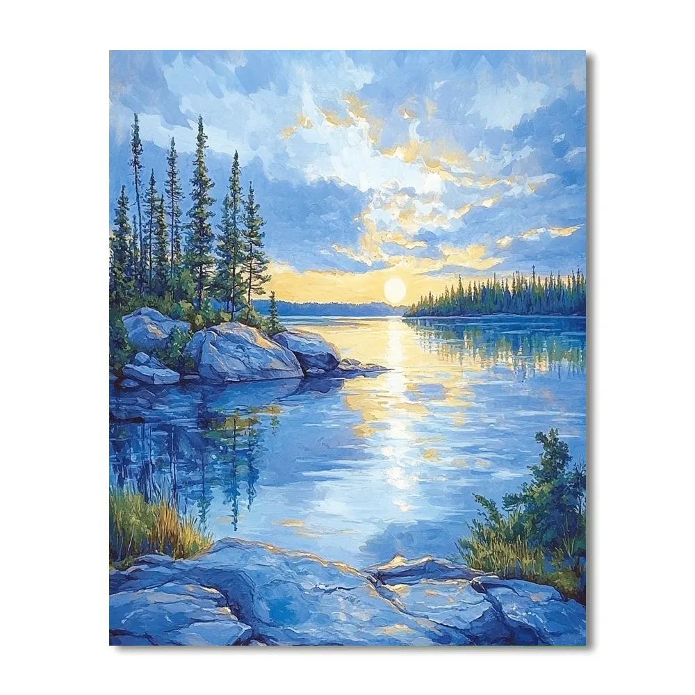 Franklin Carmichael Inspired Sapphire Lake At Dawn Paint by numbers art