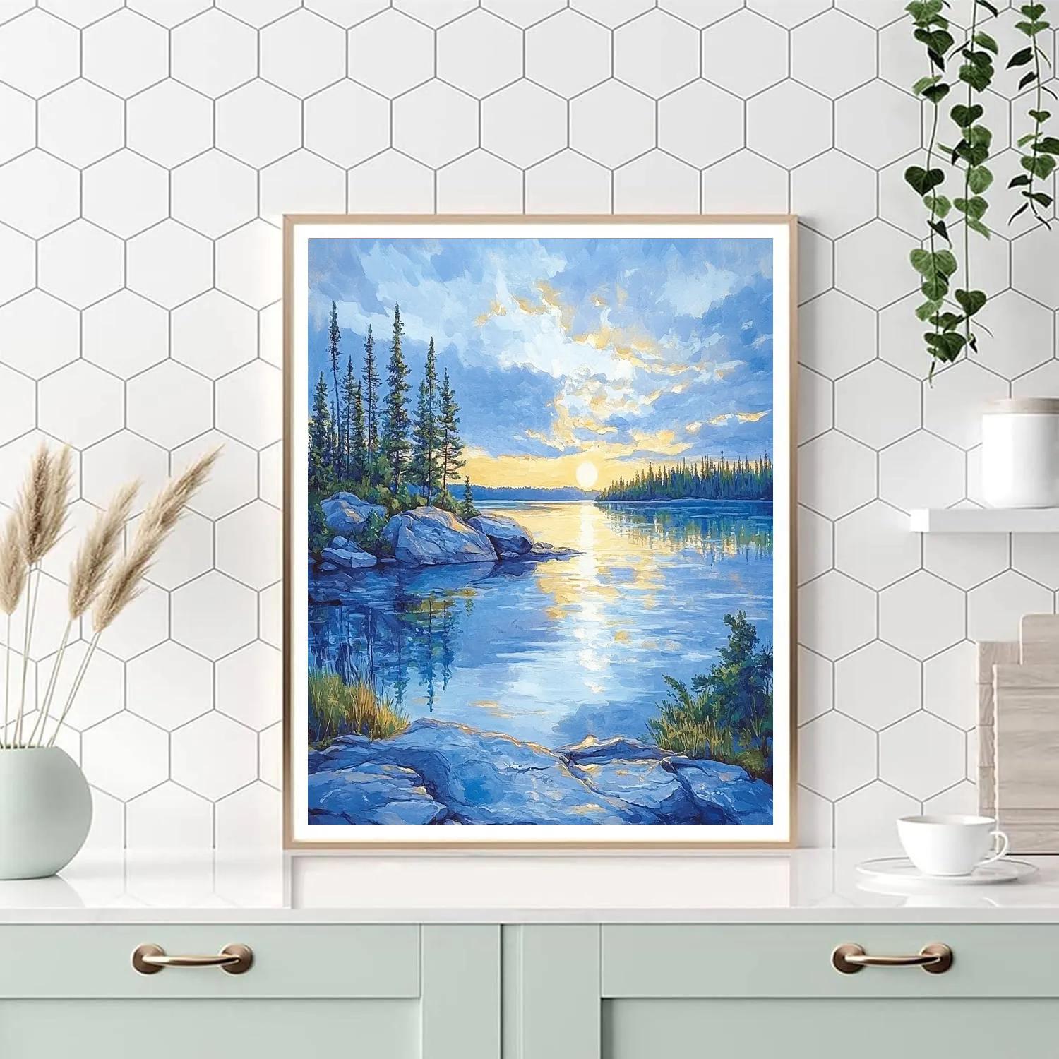 Franklin Carmichael Inspired Sapphire Lake At Dawn Paint by numbers art