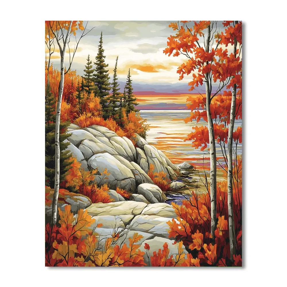 Franklin Carmichael Inspired Autumn Granite Ridge Number painting