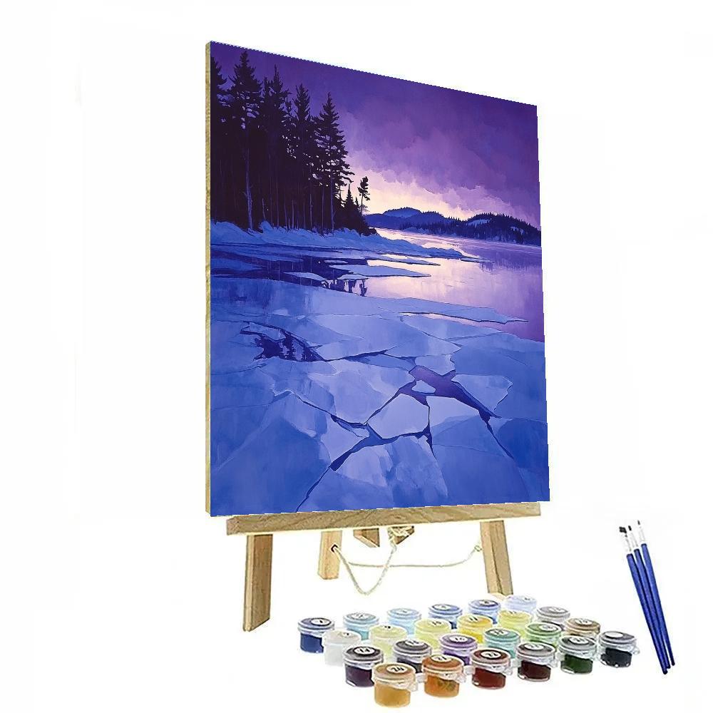Franklin Carmichael Inspired Winter Twilight On Frozen Bay Numbered painting kits