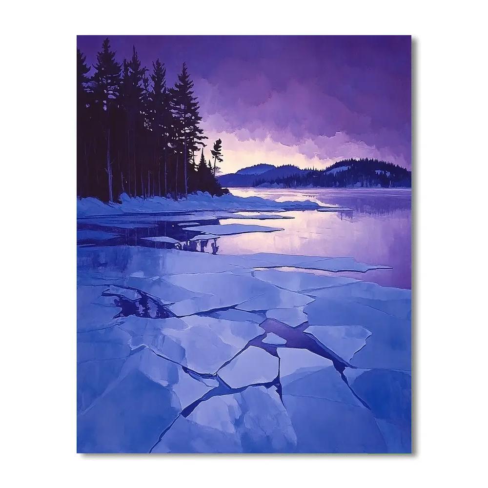 Franklin Carmichael Inspired Winter Twilight On Frozen Bay Numbered painting kits