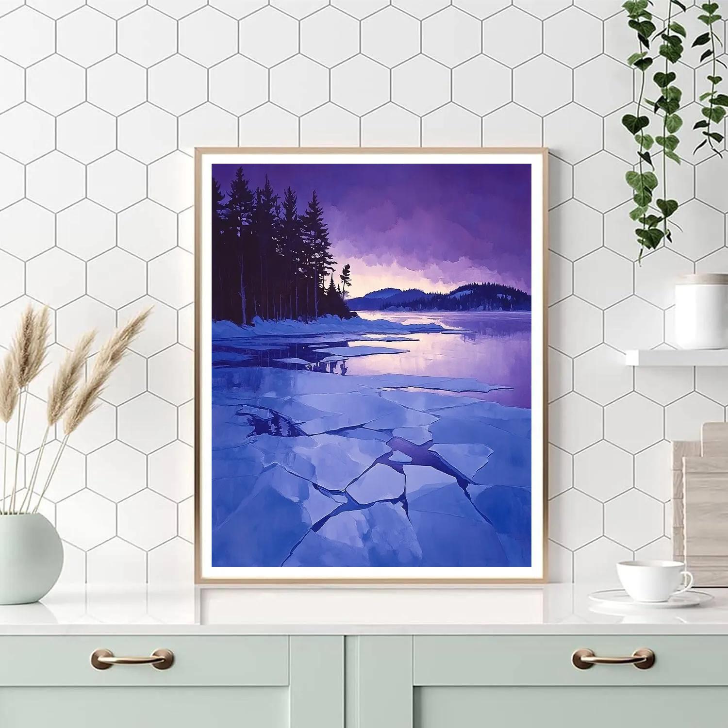 Franklin Carmichael Inspired Winter Twilight On Frozen Bay Numbered painting kits