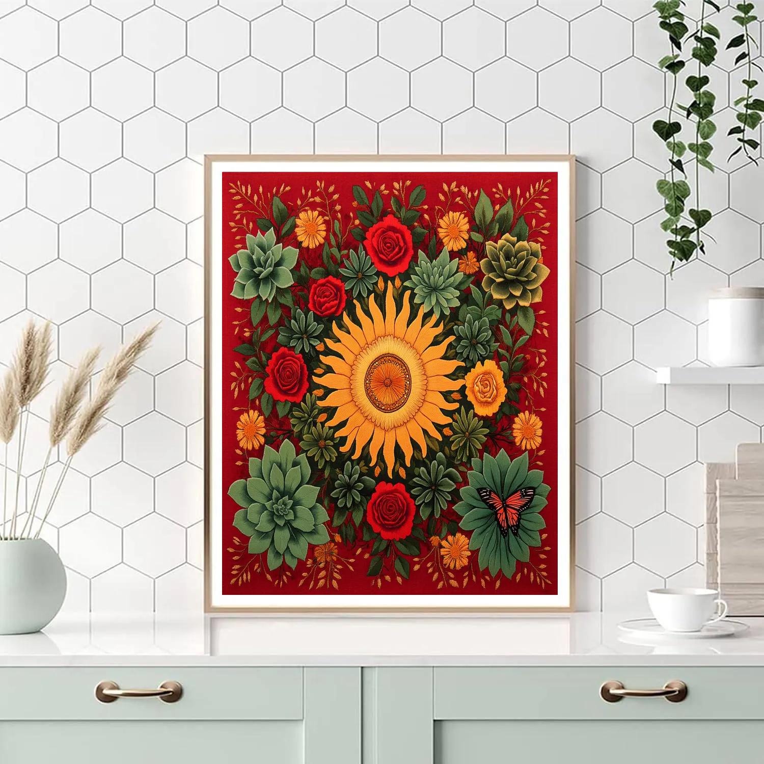 Frida Kahlo Inspired Botanical Emblem Numbered painting kits