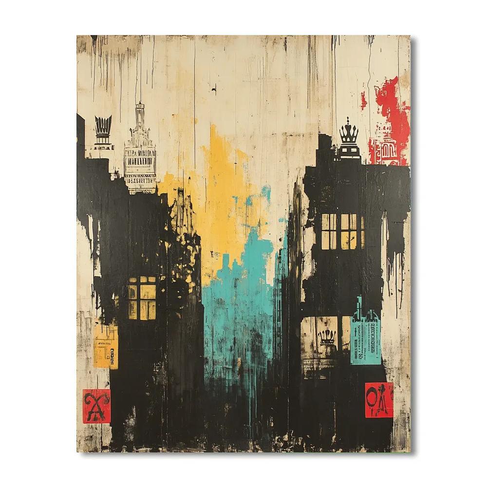 Jean-Michel Basquiat Inspired Silent Cityscape Echoes Paint by numbers kits
