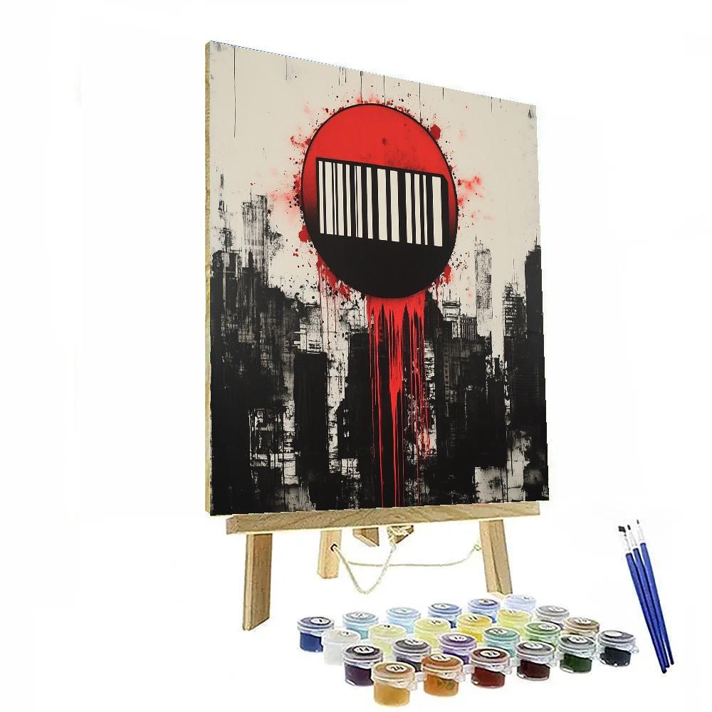 Banksy Inspired Corporate Barcode Eclipse Number painting