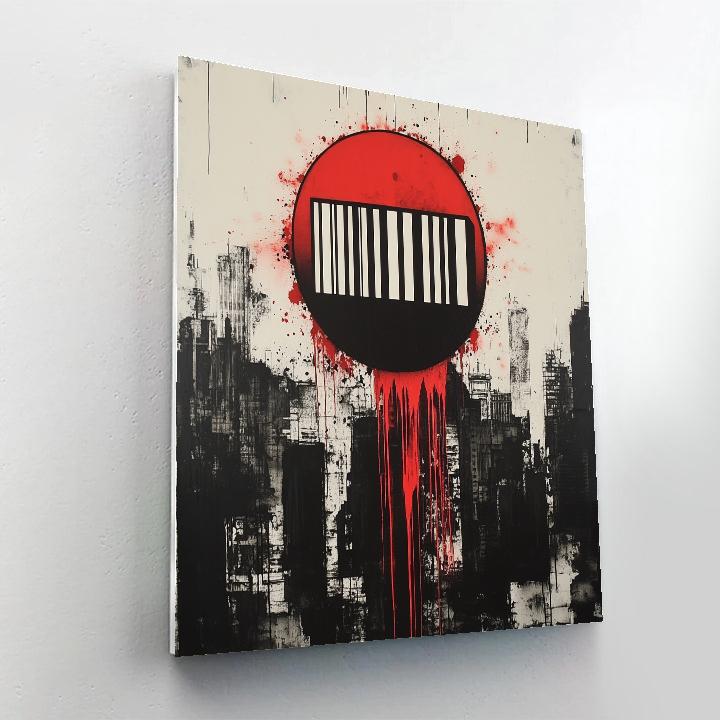 Banksy Inspired Corporate Barcode Eclipse Number painting