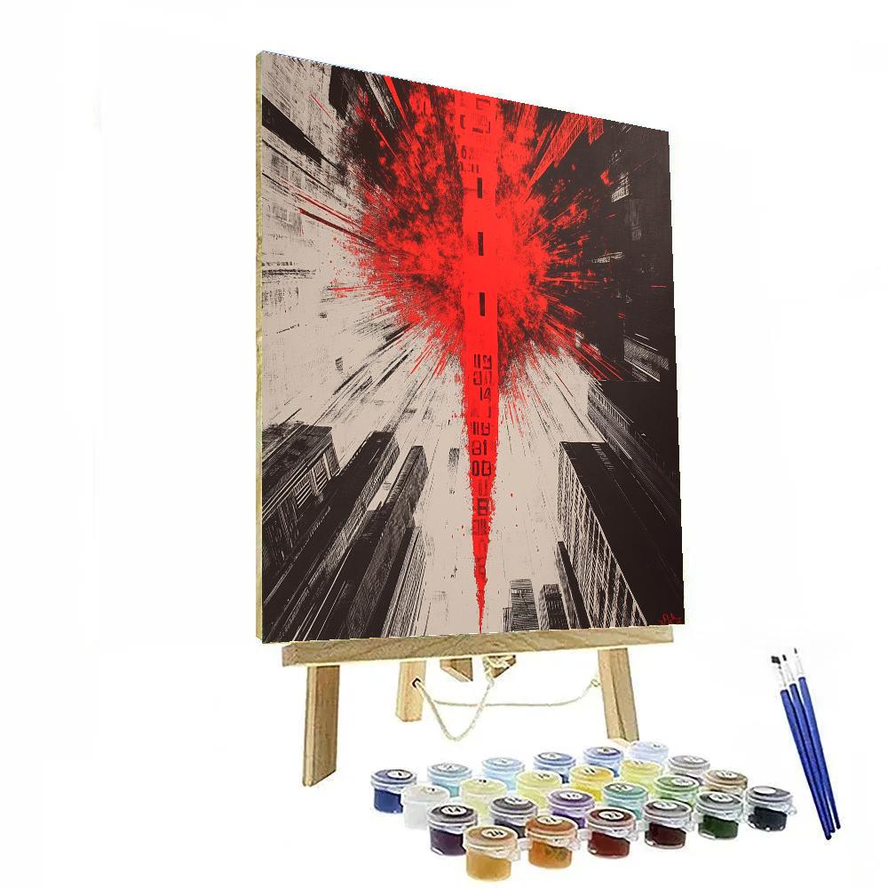 Banksy Inspired Red Nebula Of Debt Number painting
