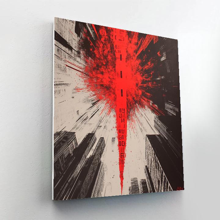 Banksy Inspired Red Nebula Of Debt Number painting