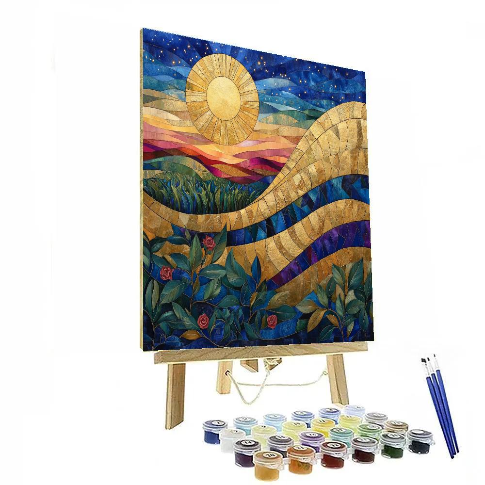 Gustav Klimt Inspired Golden Nebula Garden painting number kit