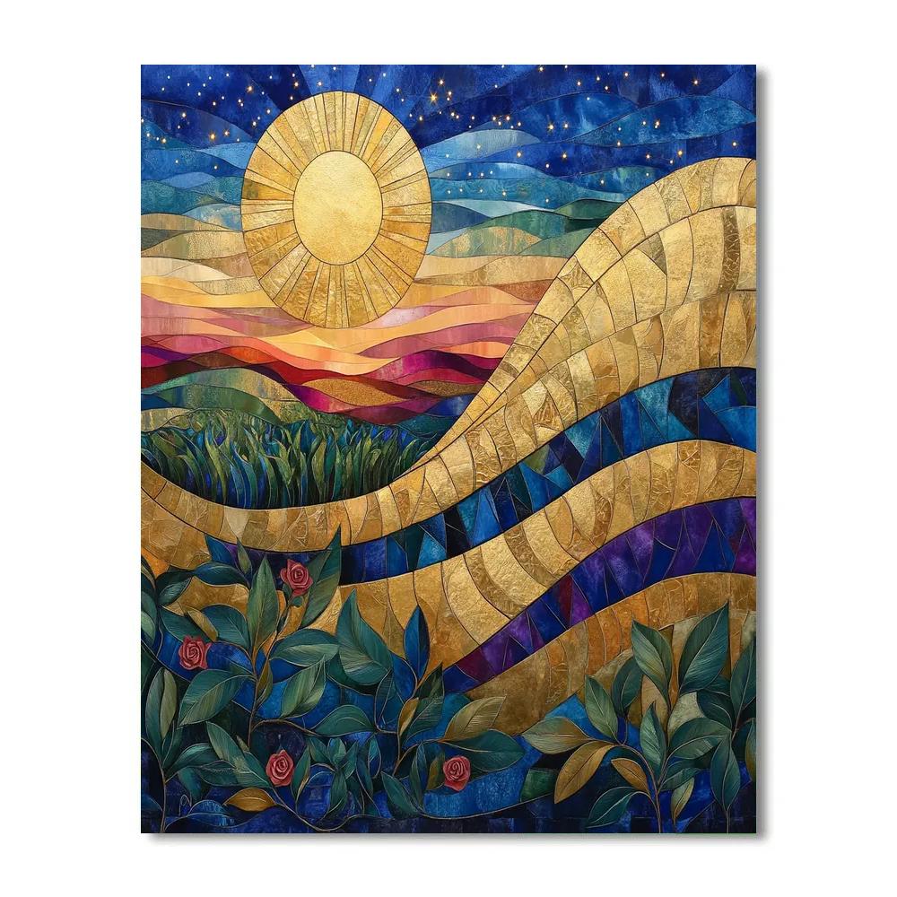 Gustav Klimt Inspired Golden Nebula Garden painting number kit